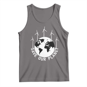 Save Our Planet Tank Top Wind Power Electricity Earth Day 2025 TS02 Deep Heather Print Your Wear