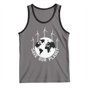 Save Our Planet Tank Top Wind Power Electricity Earth Day 2025 TS02 Deep Heather Black Print Your Wear