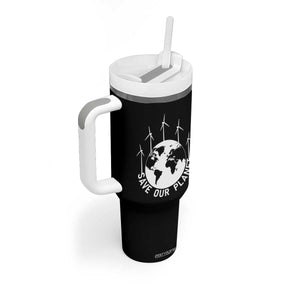 Save Our Planet Tumbler With Handle Wind Power Electricity Earth Day 2025 TS02 Print Your Wear