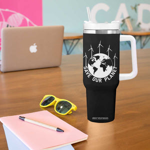 Save Our Planet Tumbler With Handle Wind Power Electricity Earth Day 2025 TS02 Print Your Wear