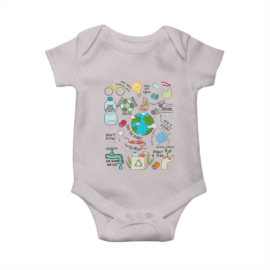 Save The Planet Baby Onesie Earth Day Protect Nature Environmental Recycling TS02 Ice Gray Print Your Wear