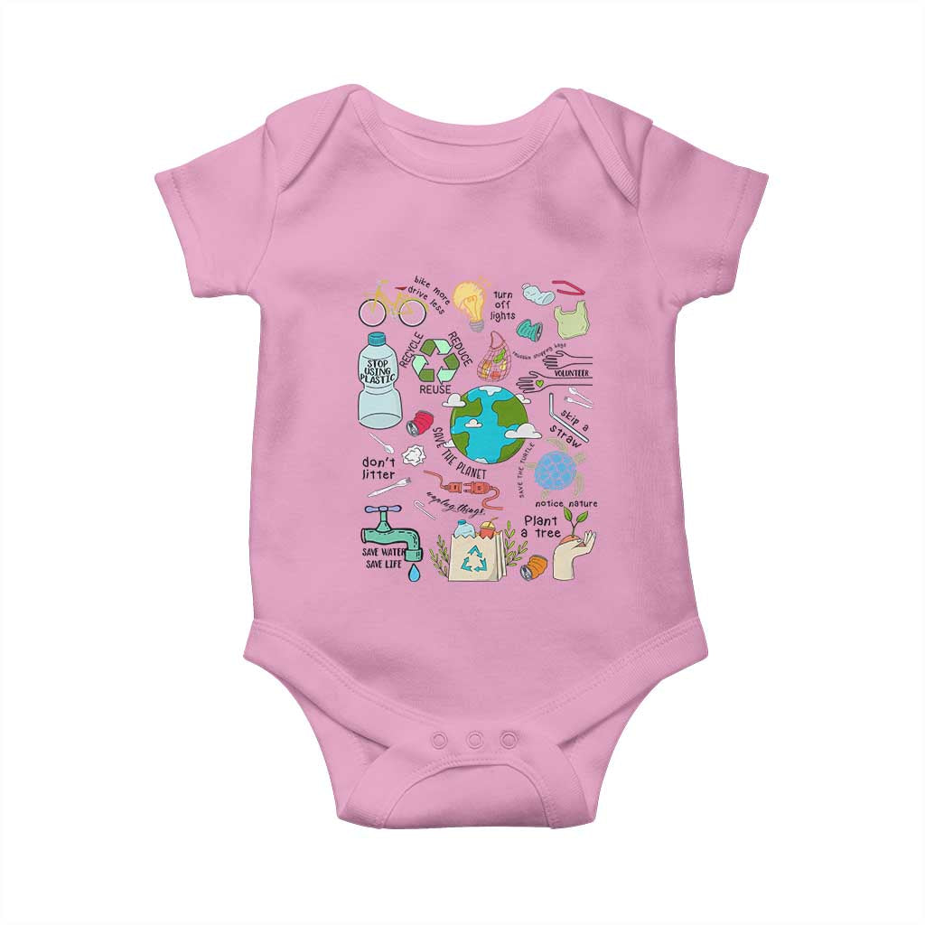 Save The Planet Baby Onesie Earth Day Protect Nature Environmental Recycling TS02 Light Pink Print Your Wear