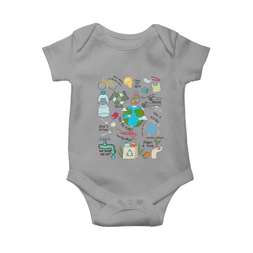 Save The Planet Baby Onesie Earth Day Protect Nature Environmental Recycling TS02 Sport Gray Print Your Wear