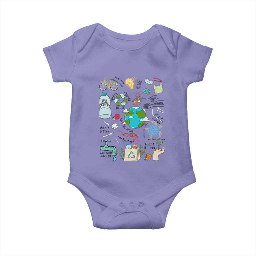 Save The Planet Baby Onesie Earth Day Protect Nature Environmental Recycling TS02 Violet Print Your Wear