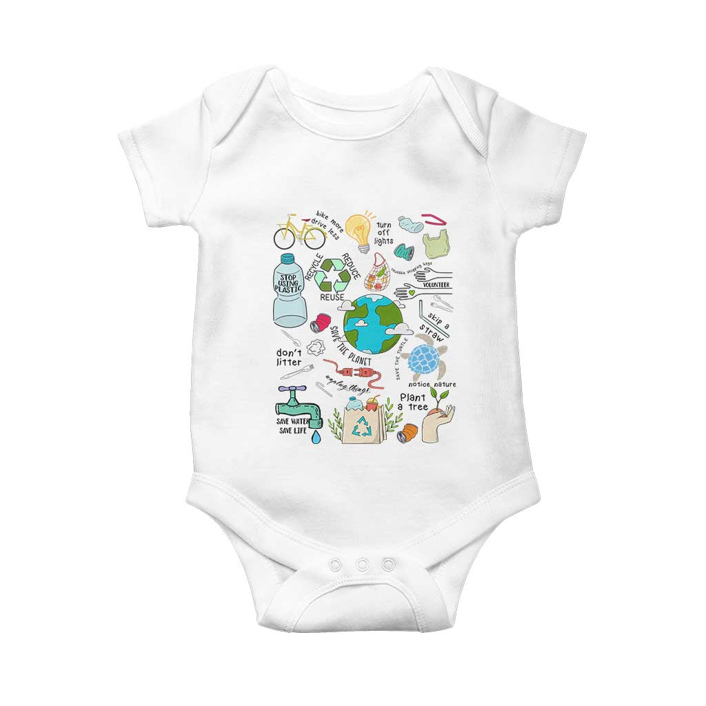 Save The Planet Baby Onesie Earth Day Protect Nature Environmental Recycling TS02 White Print Your Wear