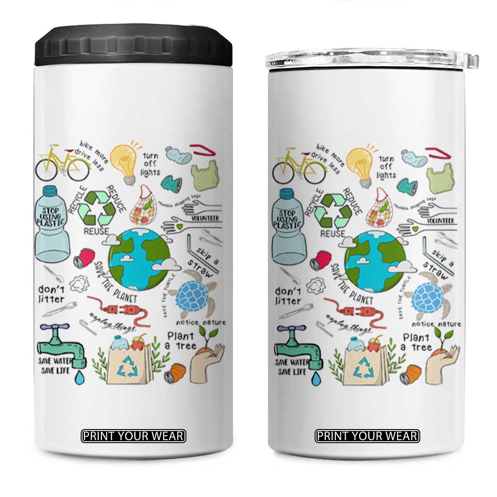 Save The Planet 4 in 1 Can Cooler Tumbler Earth Day Protect Nature Environmental Recycling TS02 One Size: 16 oz White Print Your Wear