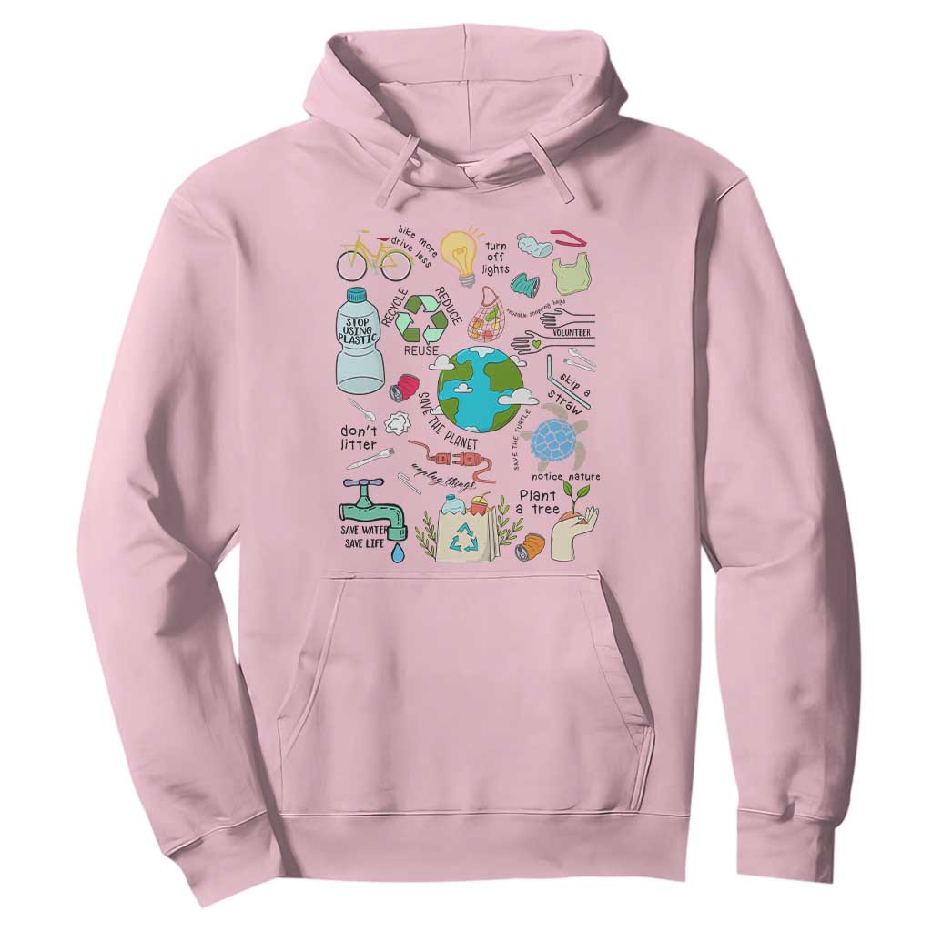 Save The Planet Hoodie Earth Day Protect Nature Environmental Recycling TS02 Light Pink Print Your Wear