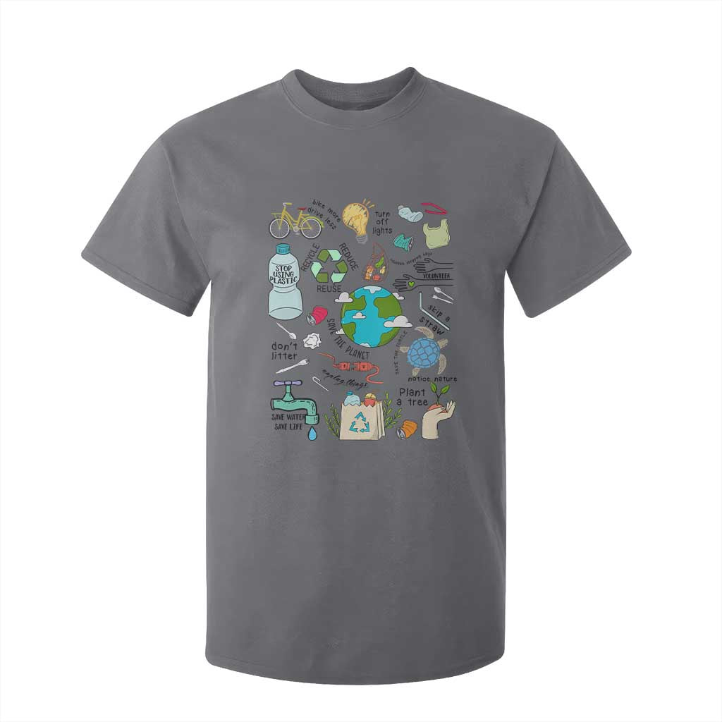 Save The Planet T Shirt For Kid Earth Day Protect Nature Environmental Recycling TS02 Charcoal Print Your Wear