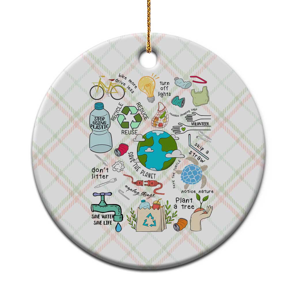 Save The Planet Ceramic Ornament Earth Day Protect Nature Environmental Recycling TS02 1pc Christmas Plaid Print Your Wear