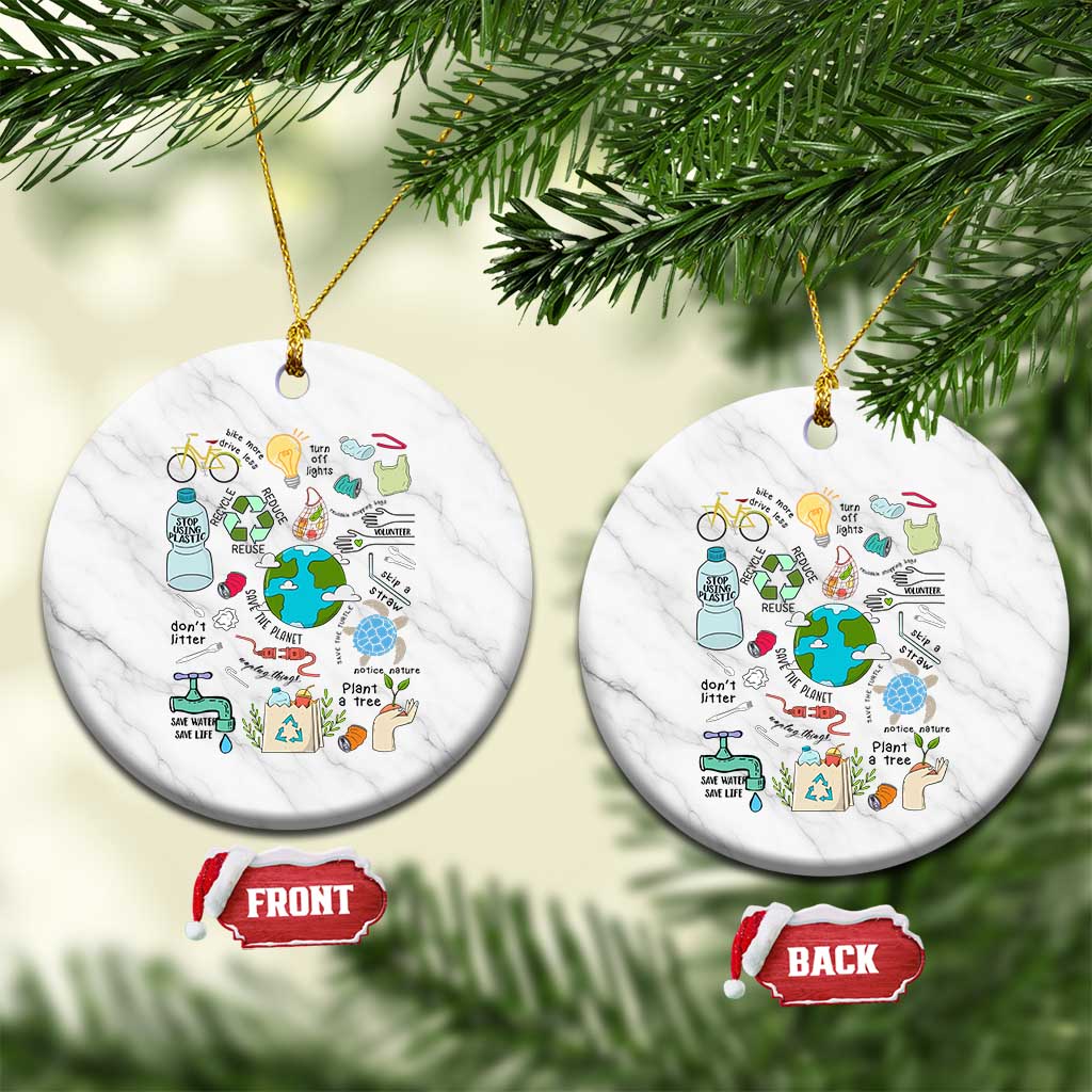 Save The Planet Ceramic Ornament Earth Day Protect Nature Environmental Recycling TS02 1pc White Marble Print Your Wear