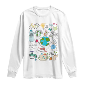 Save The Planet Long Sleeve Shirt Earth Day Protect Nature Environmental Recycling TS02 White Print Your Wear