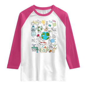 Save The Planet Raglan Shirt Earth Day Protect Nature Environmental Recycling TS02 White Heliconia Print Your Wear