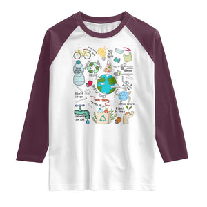 Save The Planet Raglan Shirt Earth Day Protect Nature Environmental Recycling TS02 White Maroon Print Your Wear