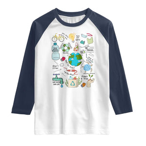 Save The Planet Raglan Shirt Earth Day Protect Nature Environmental Recycling TS02 White Navy Print Your Wear