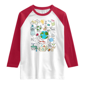Save The Planet Raglan Shirt Earth Day Protect Nature Environmental Recycling TS02 White Red Print Your Wear