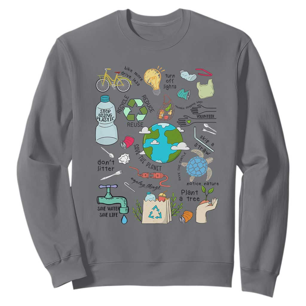 Save The Planet Sweatshirt Earth Day Protect Nature Environmental Recycling TS02 Charcoal Print Your Wear