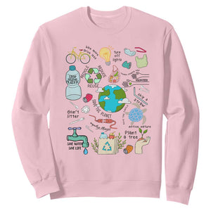 Save The Planet Sweatshirt Earth Day Protect Nature Environmental Recycling TS02 Light Pink Print Your Wear