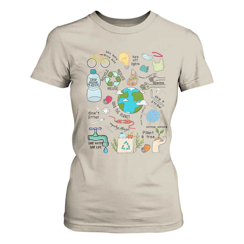 Save The Planet T Shirt For Women Earth Day Protect Nature Environmental Recycling TS02 Sand Print Your Wear