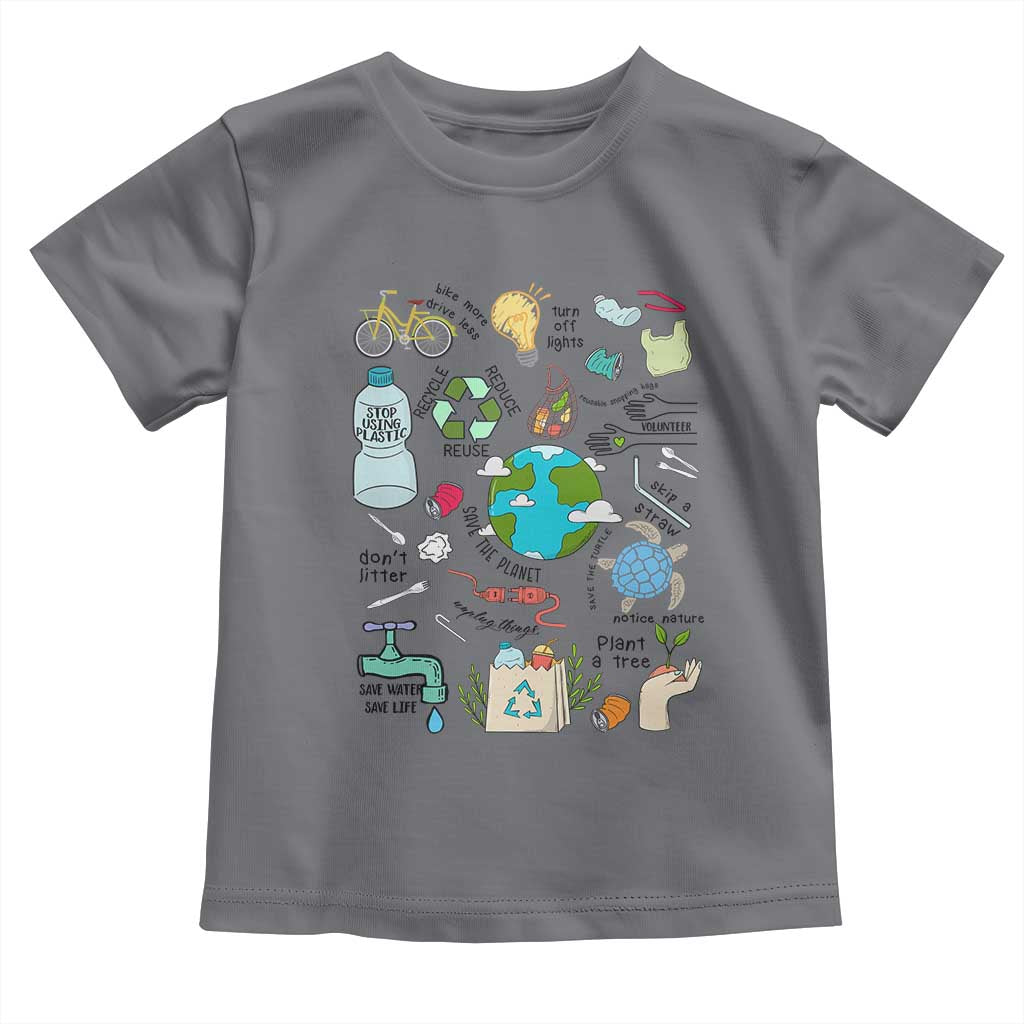 Save The Planet Toddler T Shirt Earth Day Protect Nature Environmental Recycling TS02 Charcoal Print Your Wear