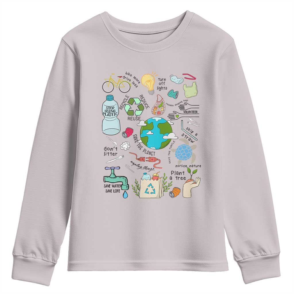 Save The Planet Youth Sweatshirt Earth Day Protect Nature Environmental Recycling TS02 Ice Gray Print Your Wear