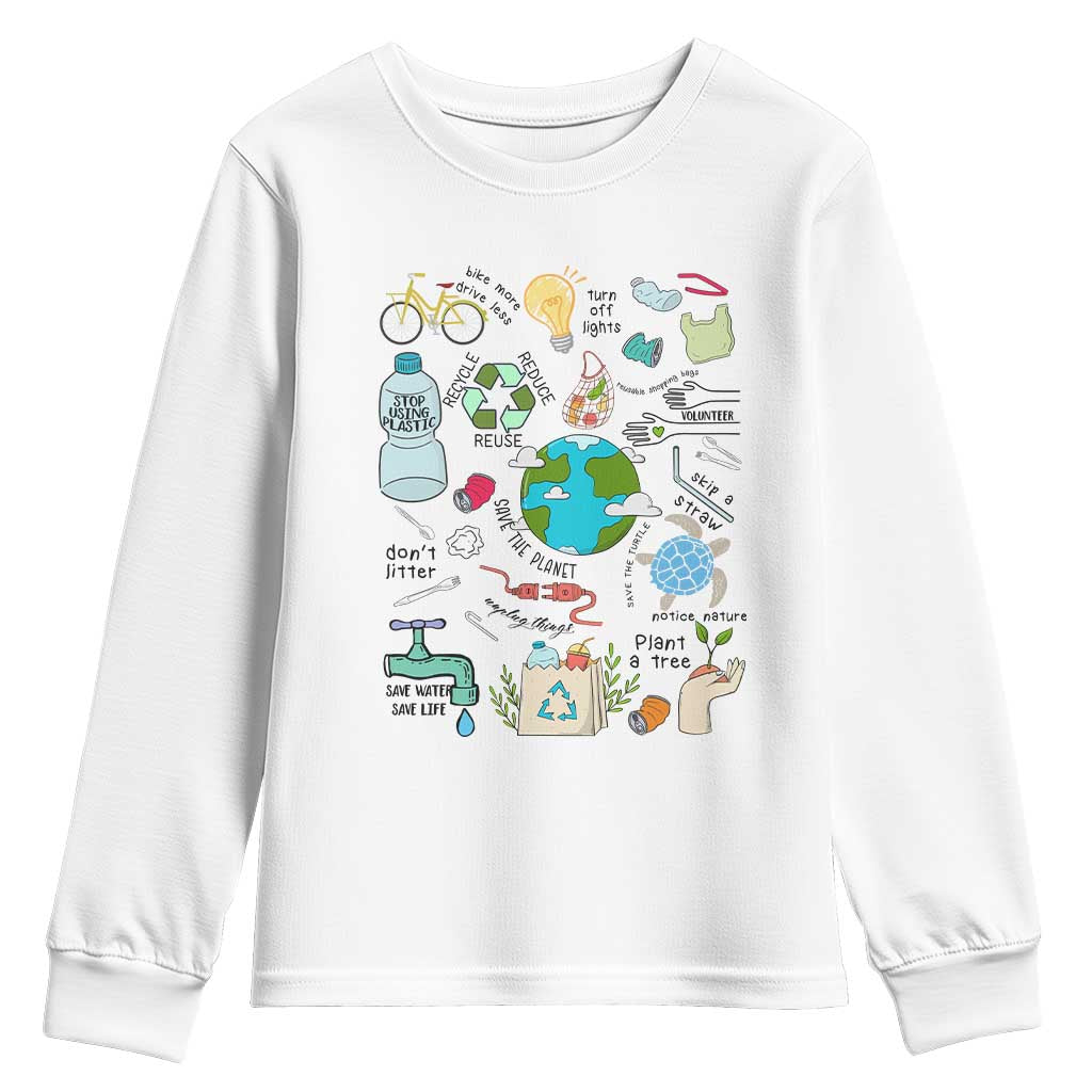 Save The Planet Youth Sweatshirt Earth Day Protect Nature Environmental Recycling TS02 White Print Your Wear