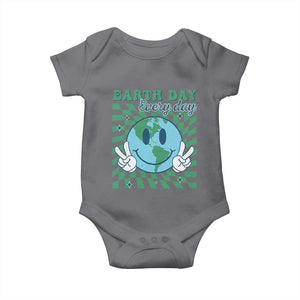 Earth Day Everyday Baby Onesie Smile Face Hippie Planet Anniversary TS02 Charcoal Print Your Wear