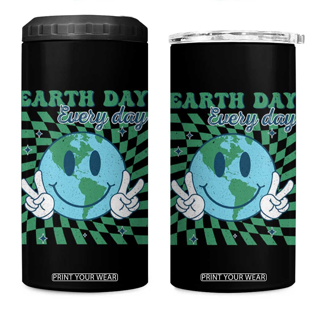 Earth Day Everyday 4 in 1 Can Cooler Tumbler Smile Face Hippie Planet Anniversary TS02 One Size: 16 oz Black Print Your Wear