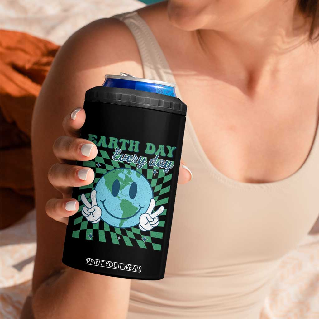 Earth Day Everyday 4 in 1 Can Cooler Tumbler Smile Face Hippie Planet Anniversary TS02 Print Your Wear
