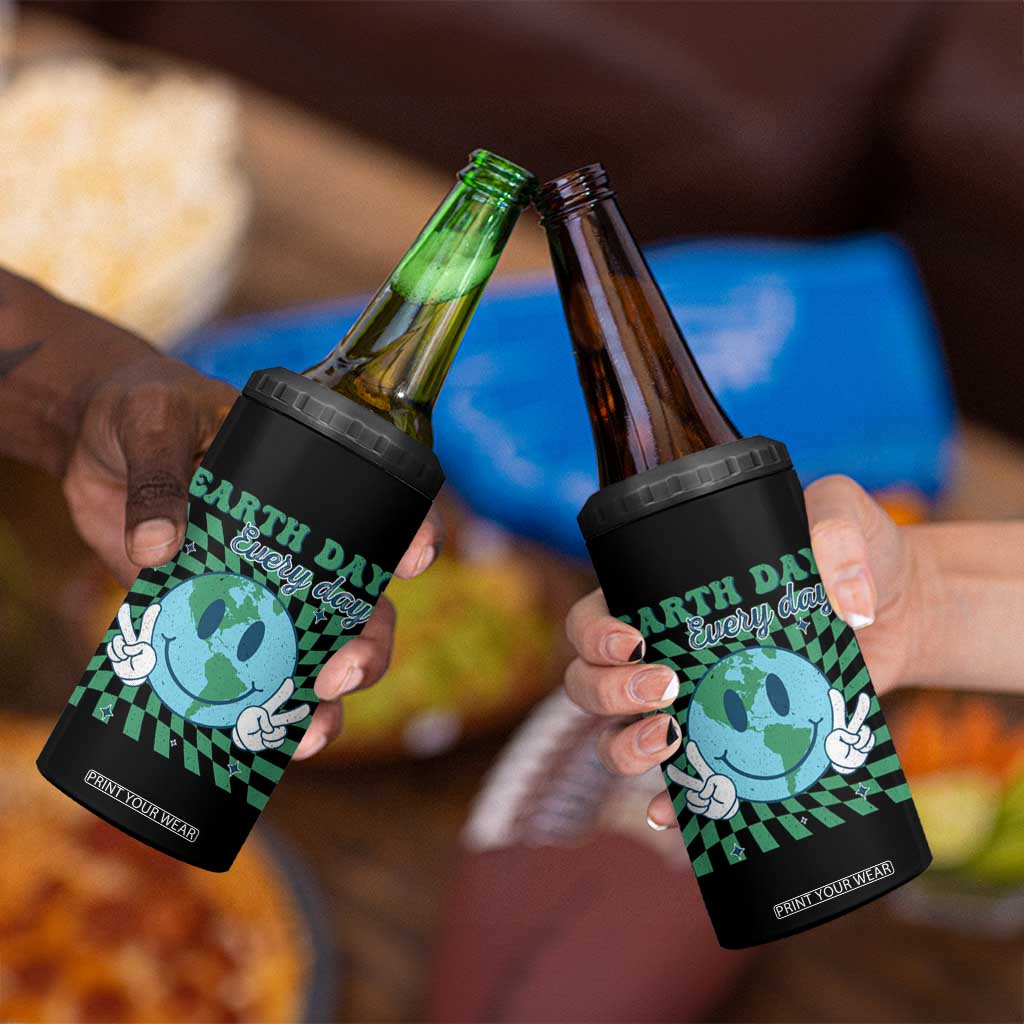Earth Day Everyday 4 in 1 Can Cooler Tumbler Smile Face Hippie Planet Anniversary TS02 Print Your Wear