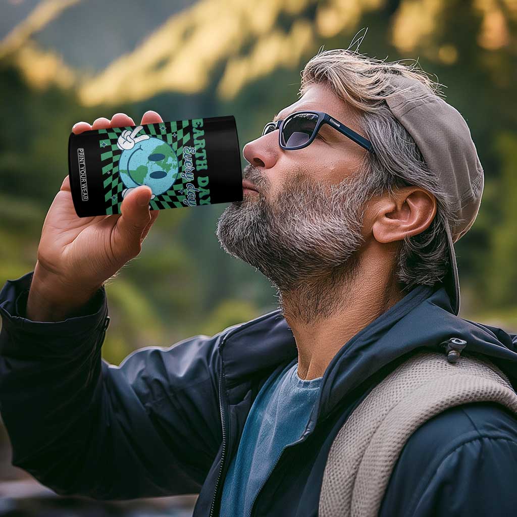 Earth Day Everyday 4 in 1 Can Cooler Tumbler Smile Face Hippie Planet Anniversary TS02 Print Your Wear