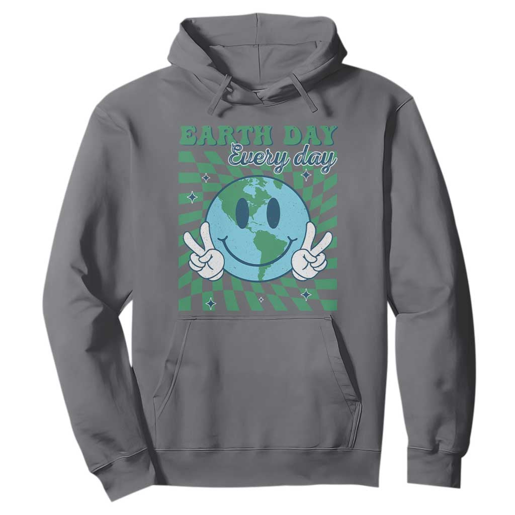 Earth Day Everyday Hoodie Smile Face Hippie Planet Anniversary TS02 Charcoal Print Your Wear