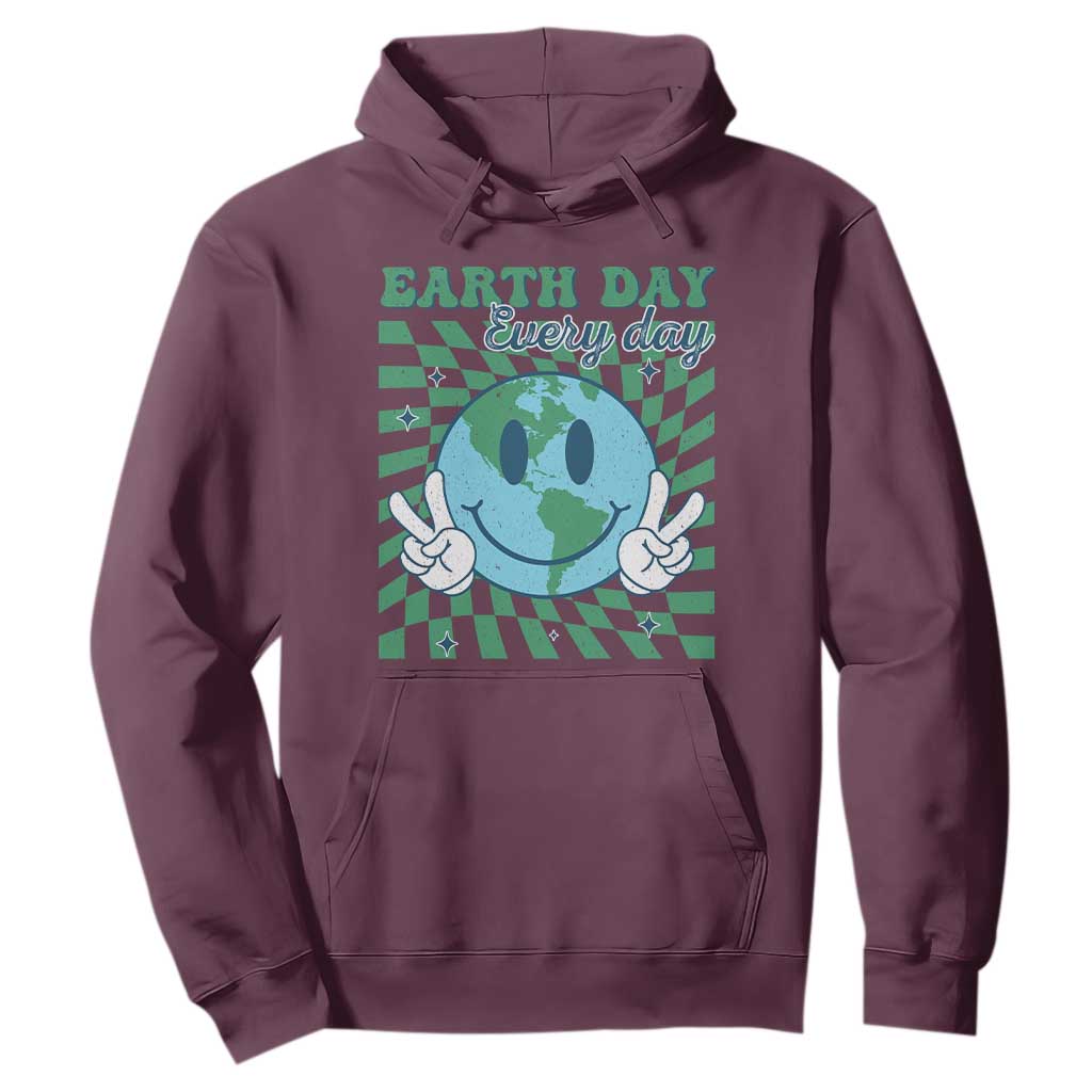 Earth Day Everyday Hoodie Smile Face Hippie Planet Anniversary TS02 Maroon Print Your Wear
