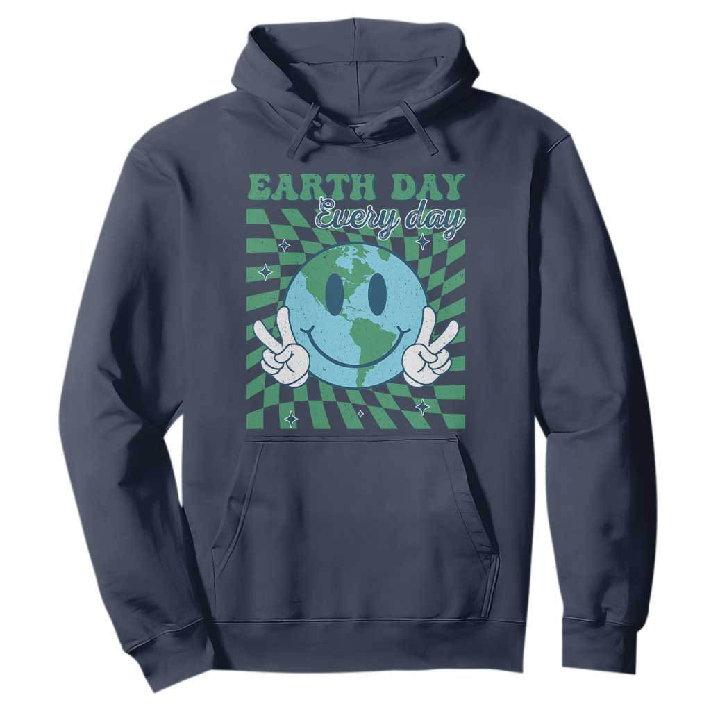 Earth Day Everyday Hoodie Smile Face Hippie Planet Anniversary TS02 Navy Print Your Wear