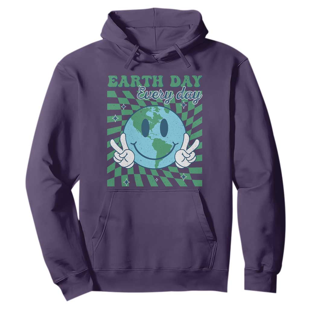 Earth Day Everyday Hoodie Smile Face Hippie Planet Anniversary TS02 Purple Print Your Wear