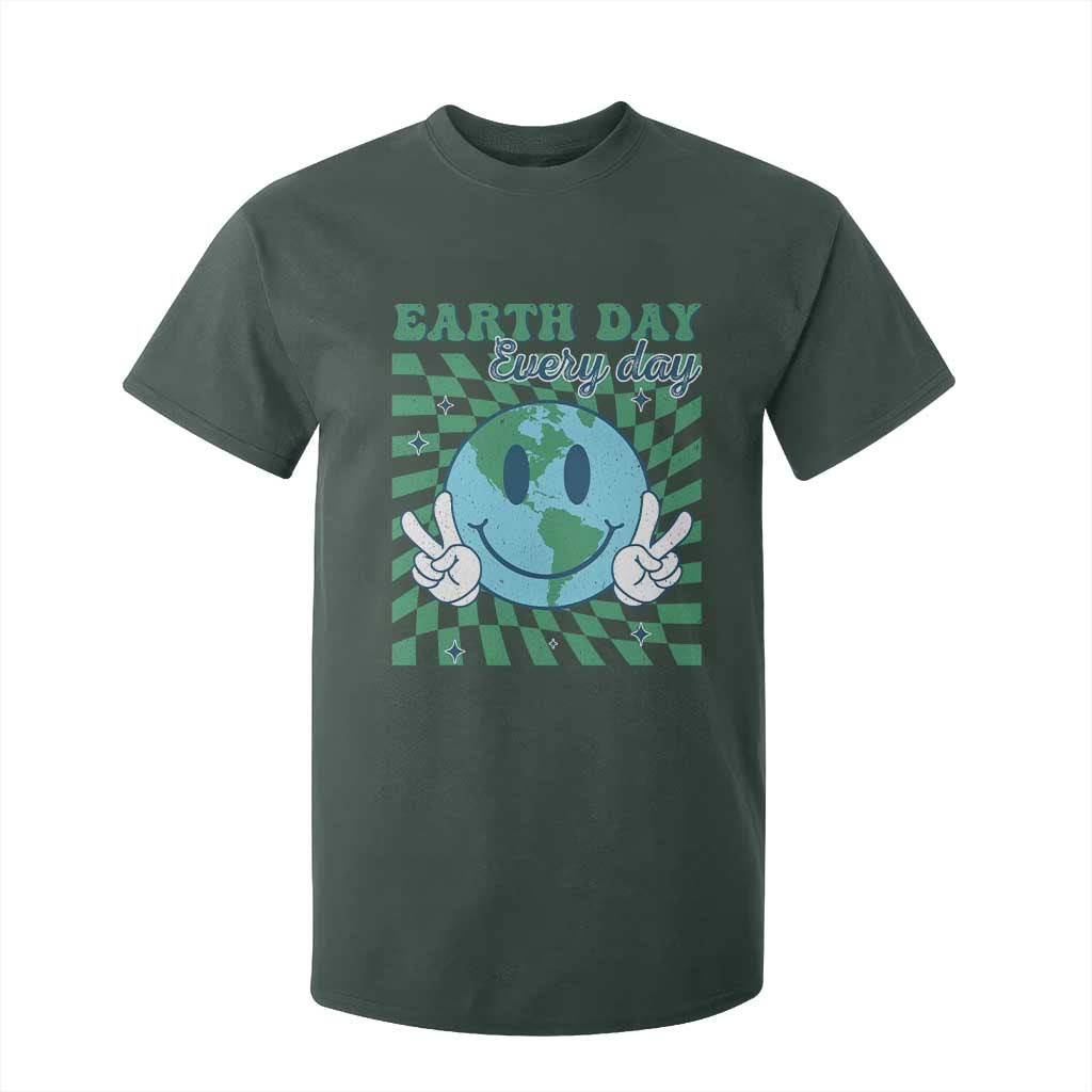 Earth Day Everyday T Shirt For Kid Smile Face Hippie Planet Anniversary TS02 Dark Forest Green Print Your Wear