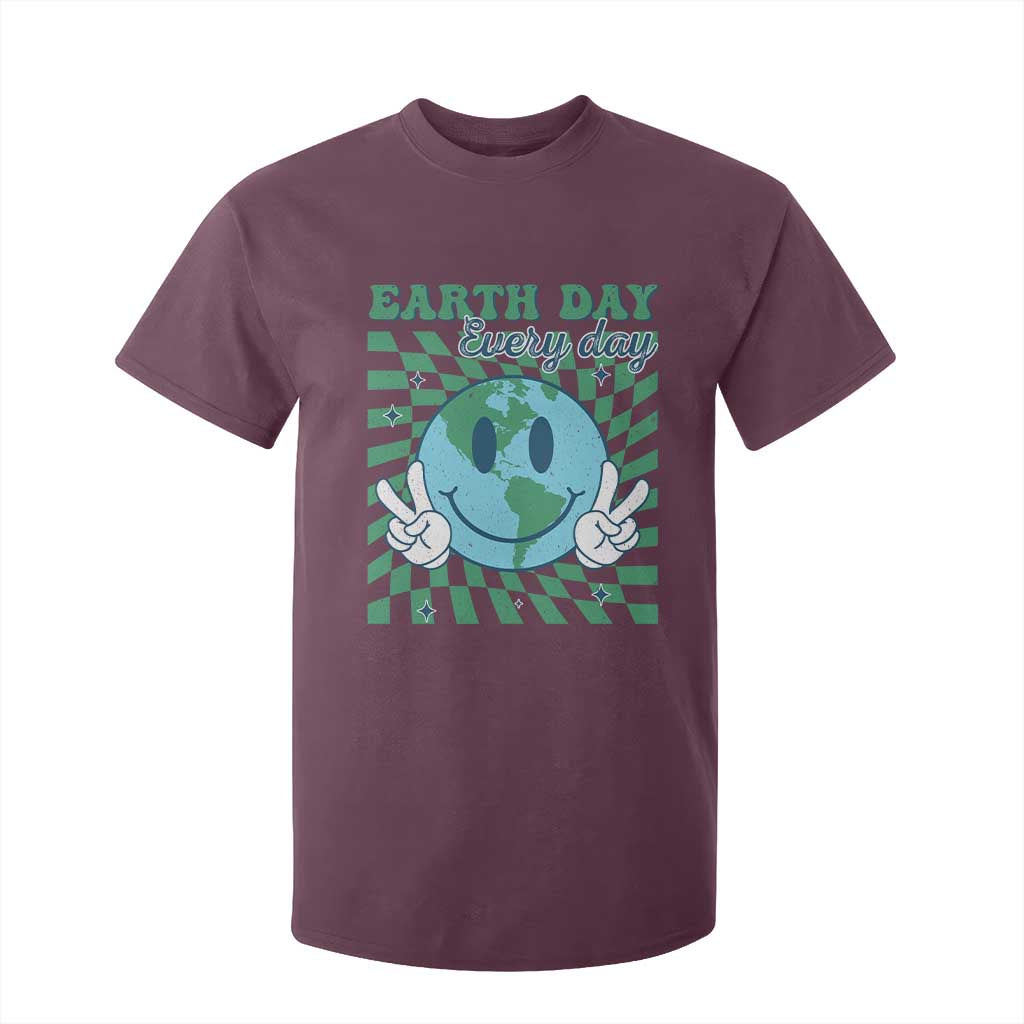 Earth Day Everyday T Shirt For Kid Smile Face Hippie Planet Anniversary TS02 Maroon Print Your Wear