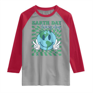 Earth Day Everyday Raglan Shirt Smile Face Hippie Planet Anniversary TS02 Sport Gray Red Print Your Wear