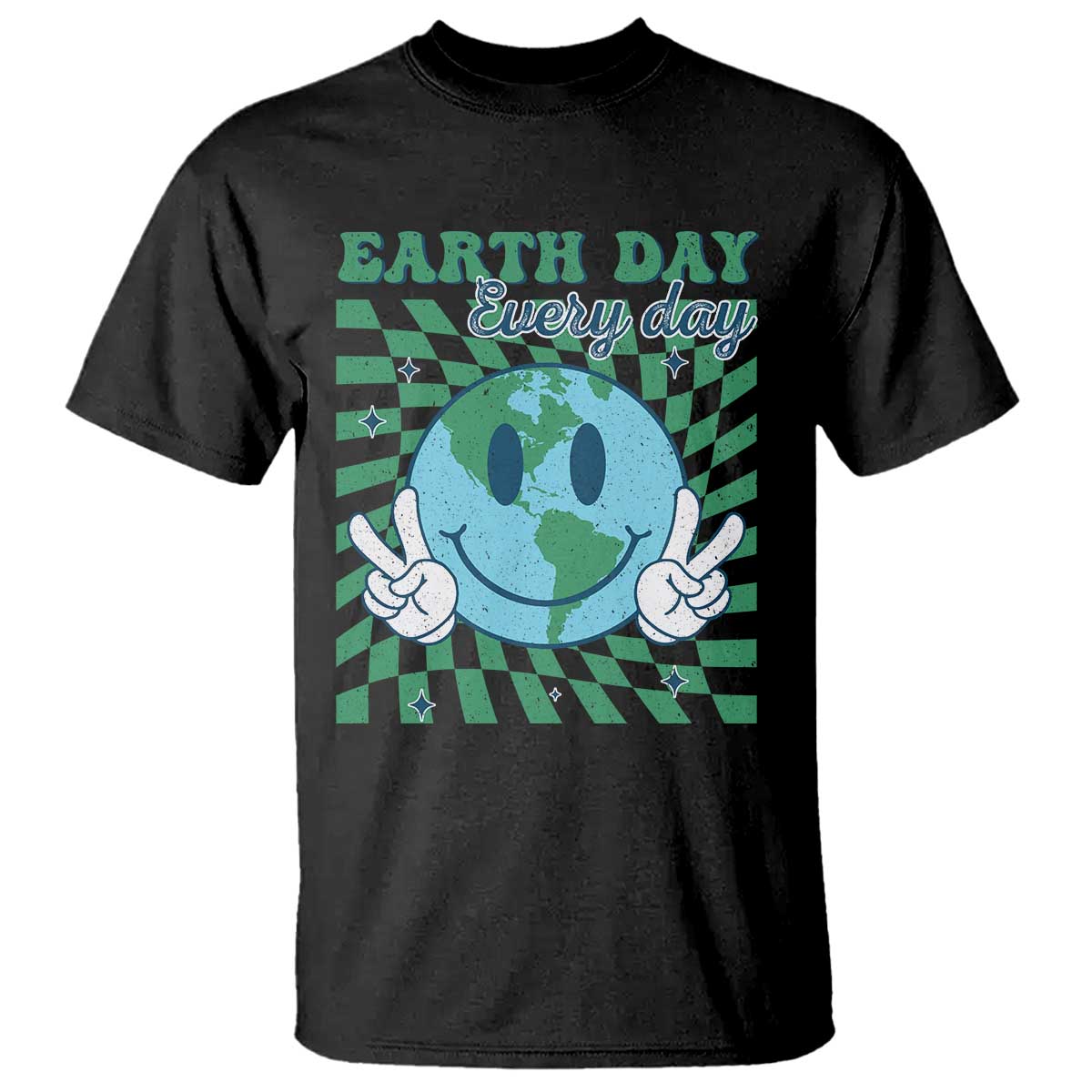Earth Day Everyday T Shirt Smile Face Hippie Planet Anniversary TS02 Black Print Your Wear