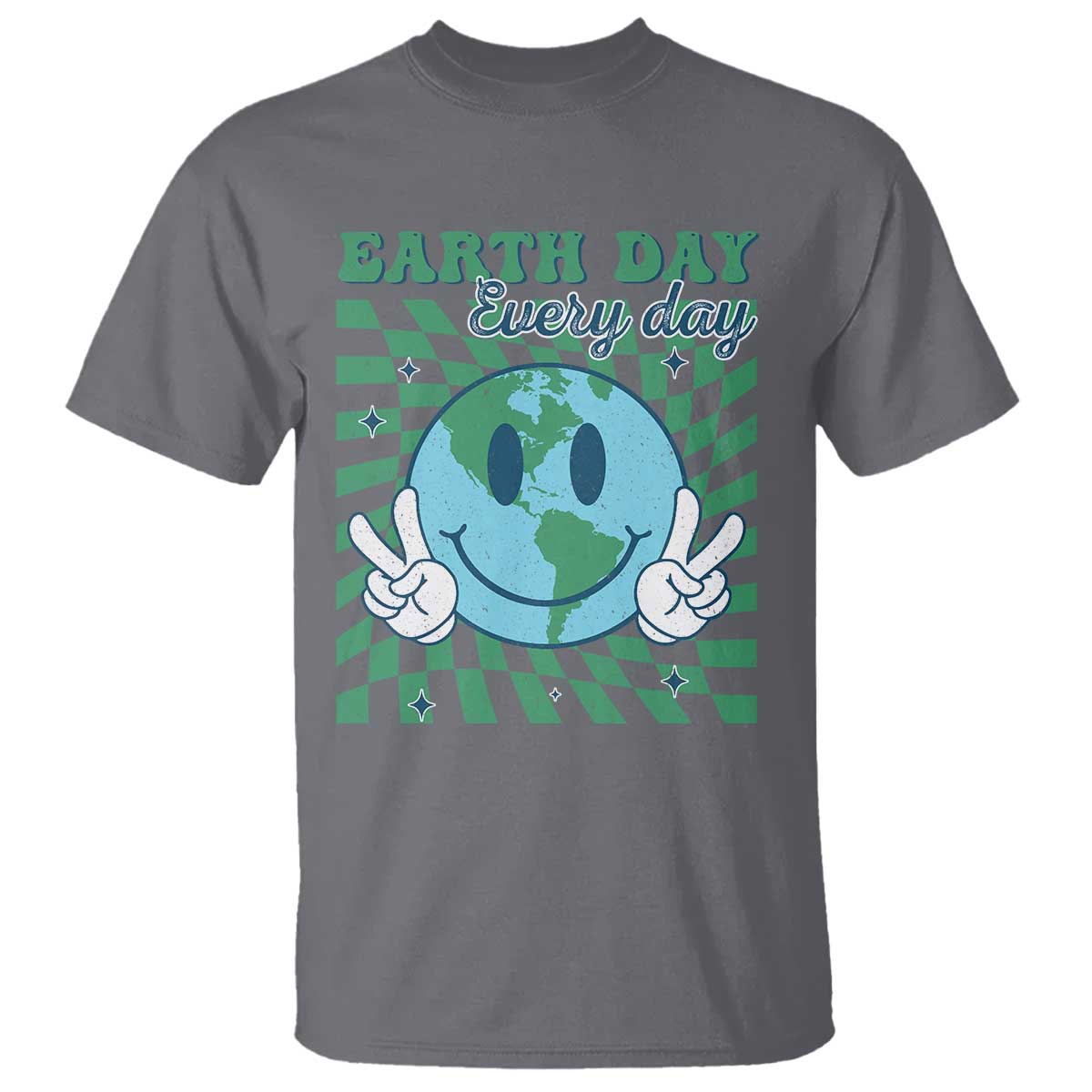 Earth Day Everyday T Shirt Smile Face Hippie Planet Anniversary TS02 Charcoal Print Your Wear
