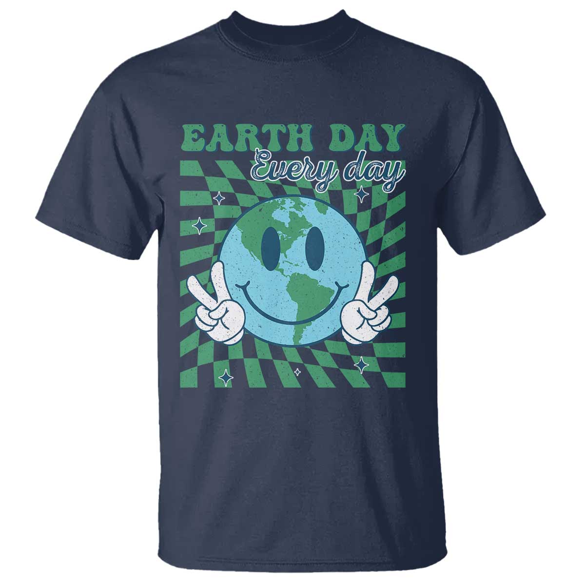 Earth Day Everyday T Shirt Smile Face Hippie Planet Anniversary TS02 Navy Print Your Wear