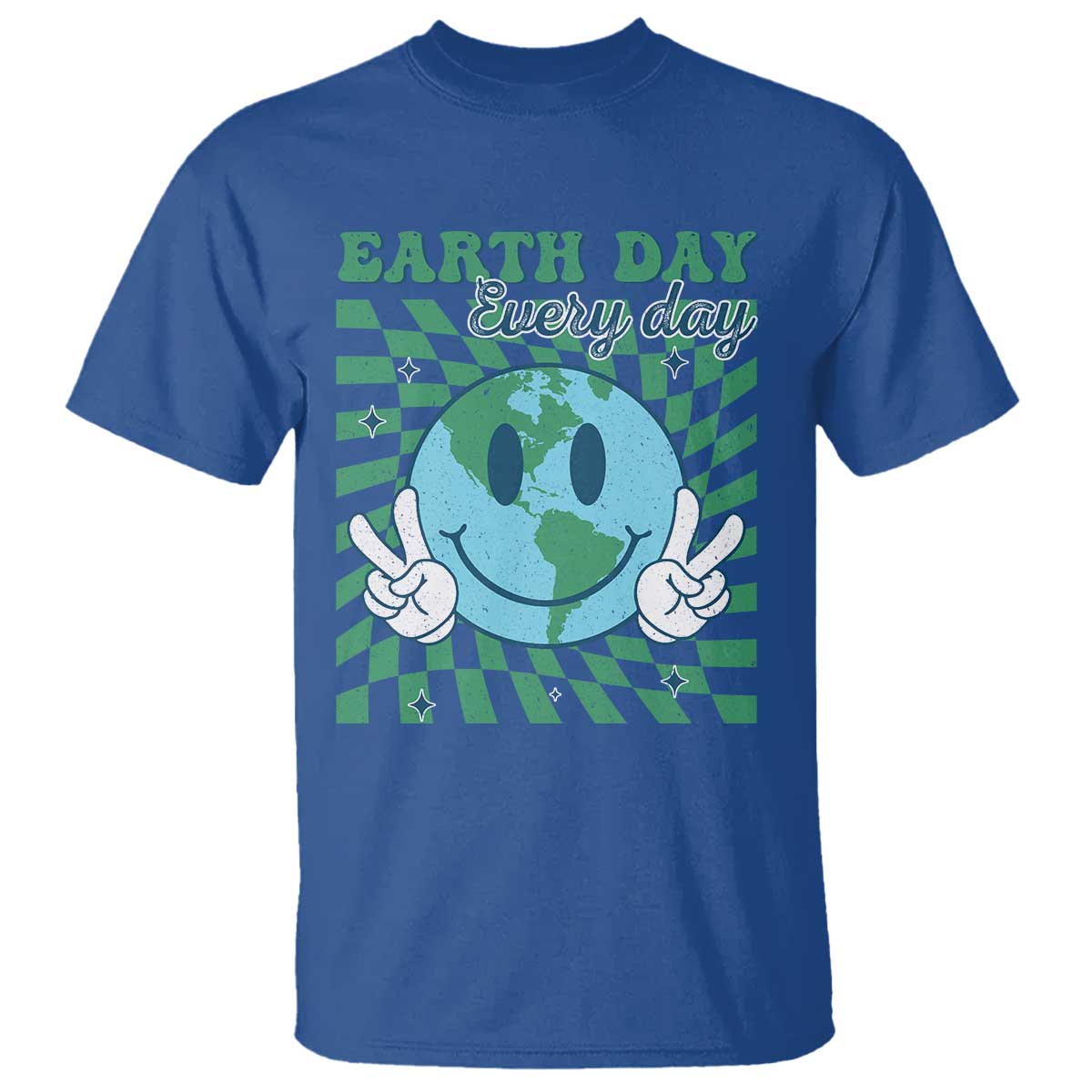 Earth Day Everyday T Shirt Smile Face Hippie Planet Anniversary TS02 Royal Blue Print Your Wear