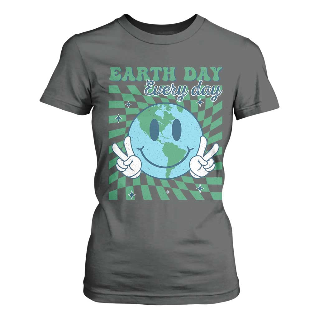 Earth Day Everyday T Shirt For Women Smile Face Hippie Planet Anniversary TS02 Dark Heather Print Your Wear