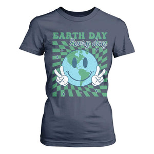 Earth Day Everyday T Shirt For Women Smile Face Hippie Planet Anniversary TS02 Navy Print Your Wear