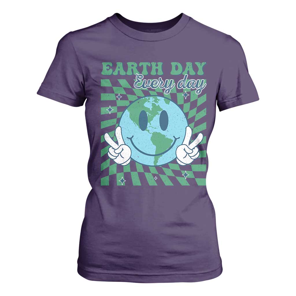 Earth Day Everyday T Shirt For Women Smile Face Hippie Planet Anniversary TS02 Purple Print Your Wear