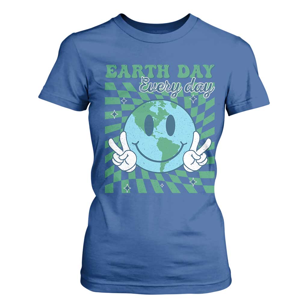 Earth Day Everyday T Shirt For Women Smile Face Hippie Planet Anniversary TS02 Royal Blue Print Your Wear