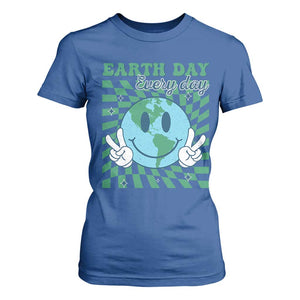 Earth Day Everyday T Shirt For Women Smile Face Hippie Planet Anniversary TS02 Royal Blue Print Your Wear