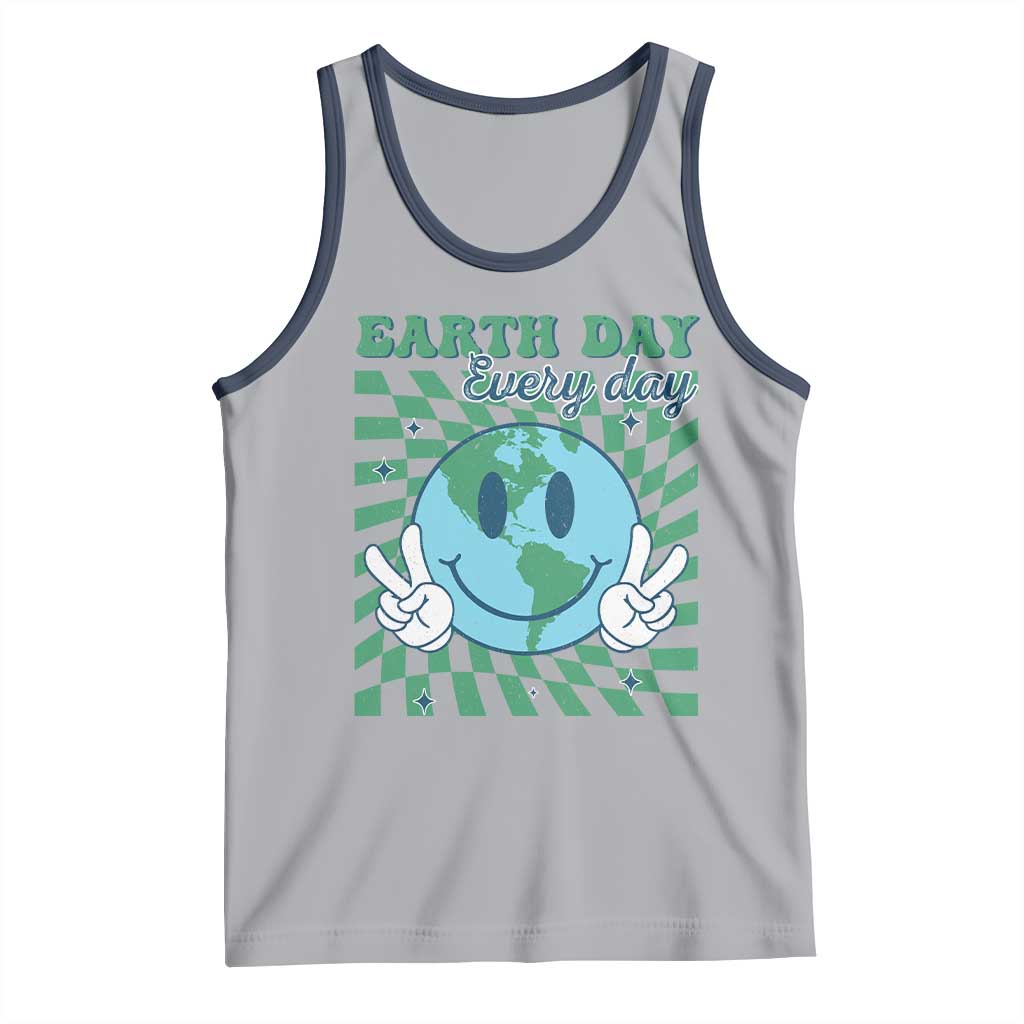 Earth Day Everyday Tank Top Smile Face Hippie Planet Anniversary TS02 Athletic Heather Navy Print Your Wear