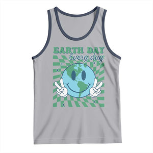 Earth Day Everyday Tank Top Smile Face Hippie Planet Anniversary TS02 Athletic Heather Navy Print Your Wear