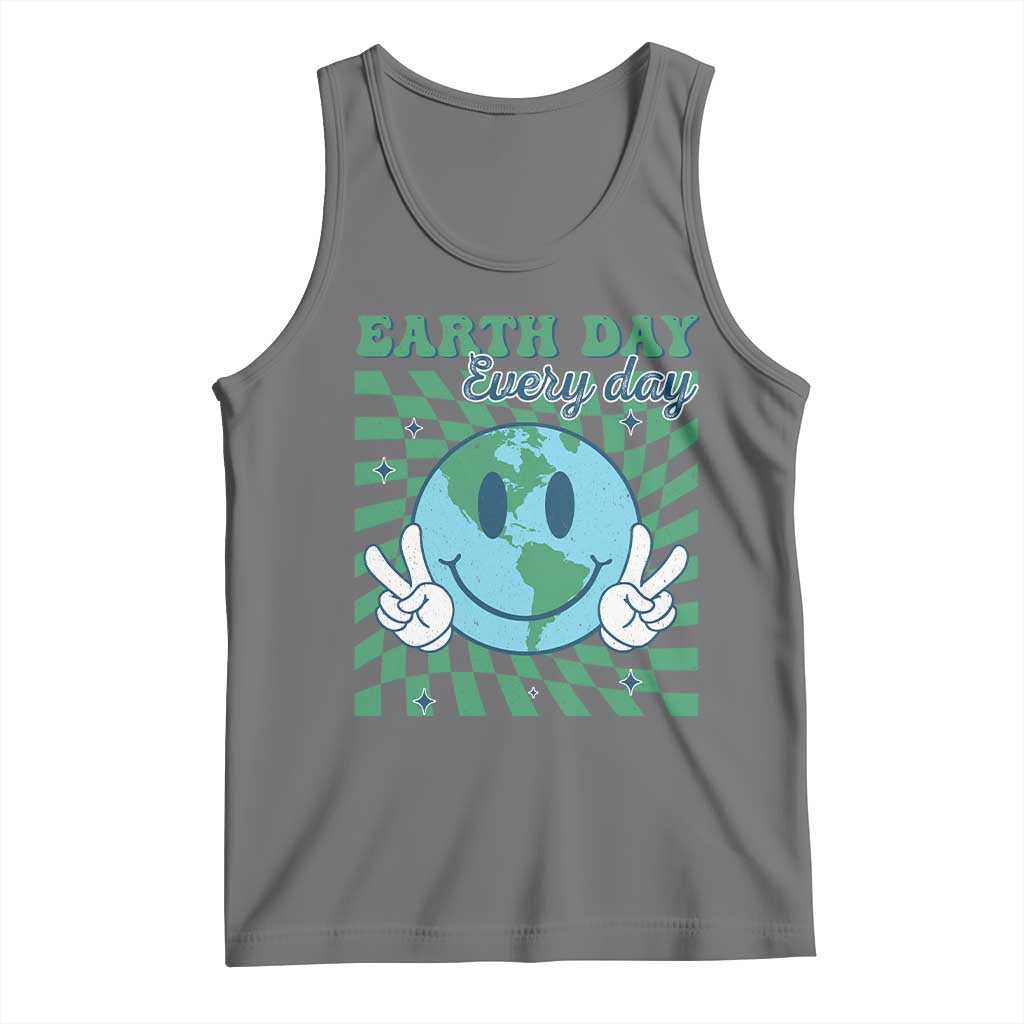 Earth Day Everyday Tank Top Smile Face Hippie Planet Anniversary TS02 Black Heather Print Your Wear