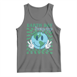 Earth Day Everyday Tank Top Smile Face Hippie Planet Anniversary TS02 Black Heather Print Your Wear